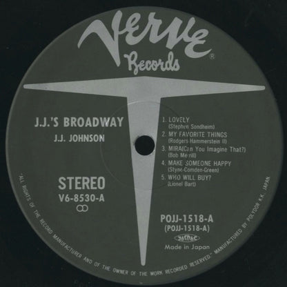 LP/ J.J. JOHNSON / J.J.’S BROADWAY / 国内盤/VERVE/コーティングJK/ライナー付き