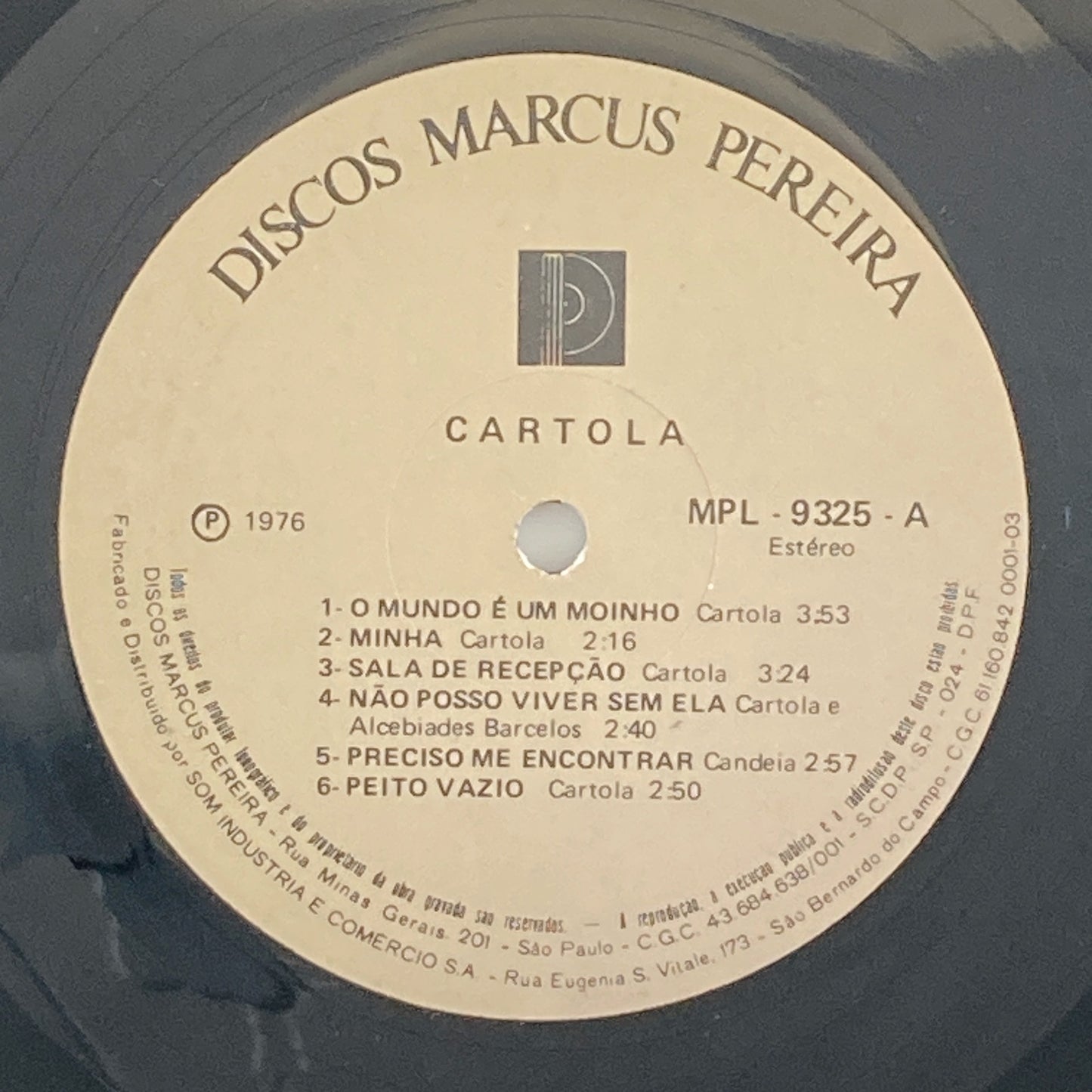 LP/ CARTOLA / CARTOLA / カルトーラ / ブラジル盤 オリジナル、コーティングJK CS DISCOS MARCUS PEREIRA