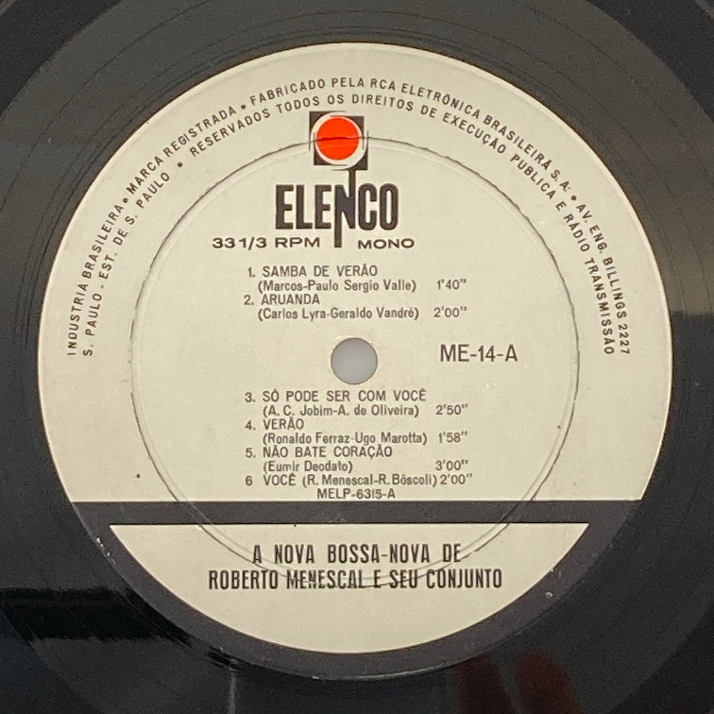 LP/ ROBERTO MENESCAL / A NOVA BOSSA NOVA / ホベルト・メネスカル / ブラジル盤 オリジナル、サンドカバー、DG ELENCO