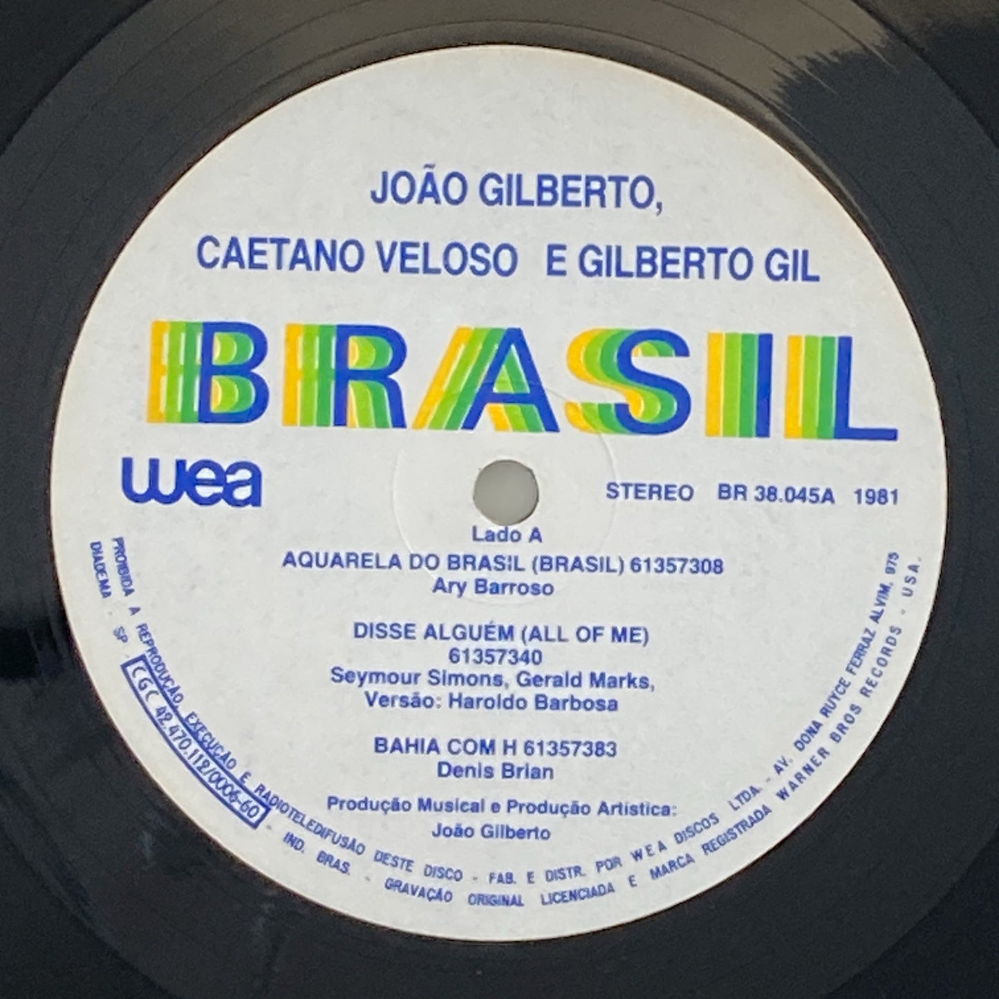 LP/ JOAO GILBERTO / BRASIL / ジョアン・ジルベルト / ブラジル盤 オリジナル インナー WEA BR38.045
