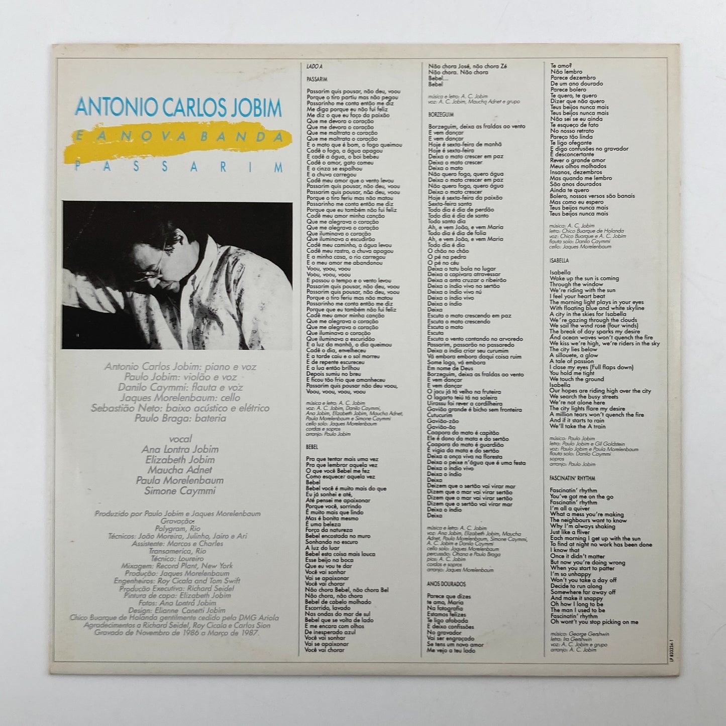 LP/ ANTONIO CARLOS JOBIM / PASSARIM / アントニオ・カルロス・ジョビン / ブラジル盤 オリジナル インナー VERVE
