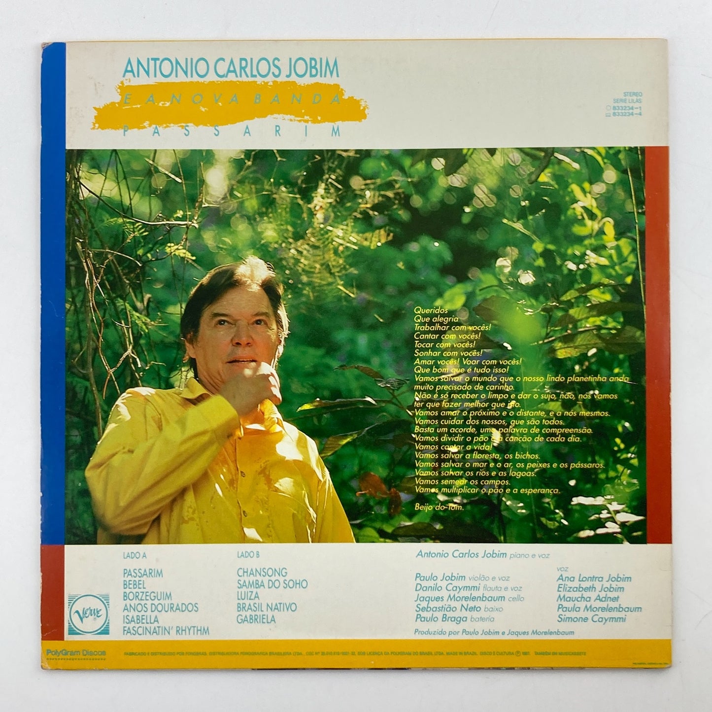 LP/ ANTONIO CARLOS JOBIM / PASSARIM / アントニオ・カルロス・ジョビン / ブラジル盤 オリジナル インナー VERVE