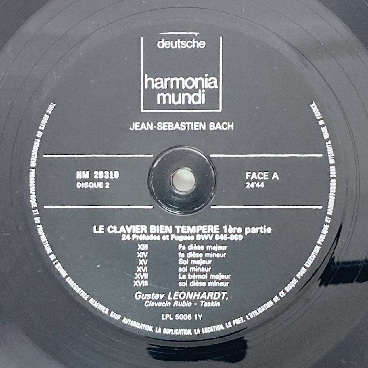 LP/ グスタフ・レオンハルト / バッハ:平均律クラヴィーア曲集 / フランス盤 5枚組 BOX インサート・CS HARMONIA MUNDI HM20309/13