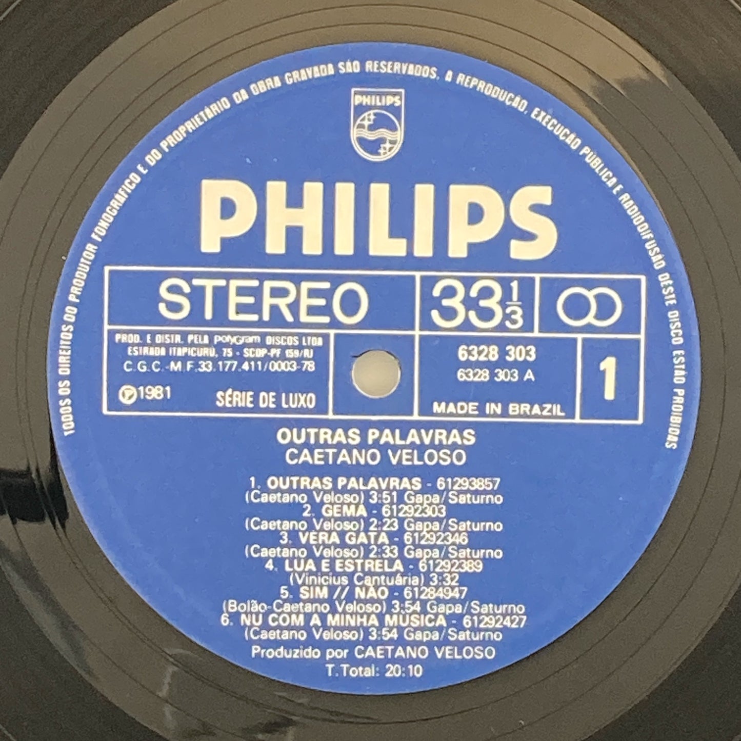 LP/ CAETANO VELOSO / OUTRAS PALAVRAS / カエターノ・ヴェローゾ / ブラジル盤 オリジナル インナー・ライナー PHILIPS