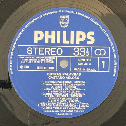LP/ CAETANO VELOSO / OUTRAS PALAVRAS / カエターノ・ヴェローゾ / ブラジル盤 オリジナル インナー・ライナー PHILIPS