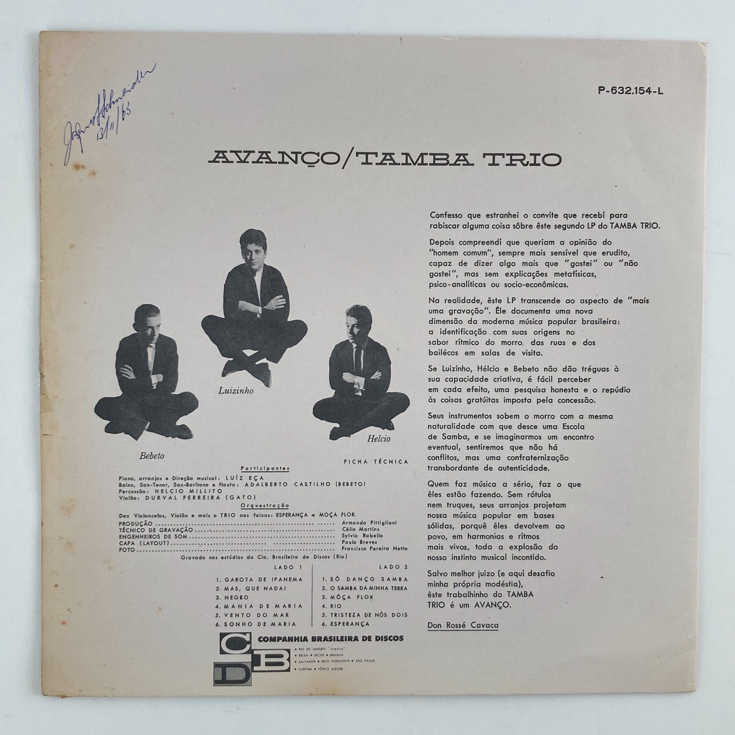 LP/ TAMBA TRIO / AVANCO / タンバ・トリオ / ブラジル盤 オリジナル サンドカバー PHILIPS P-632.154-L
