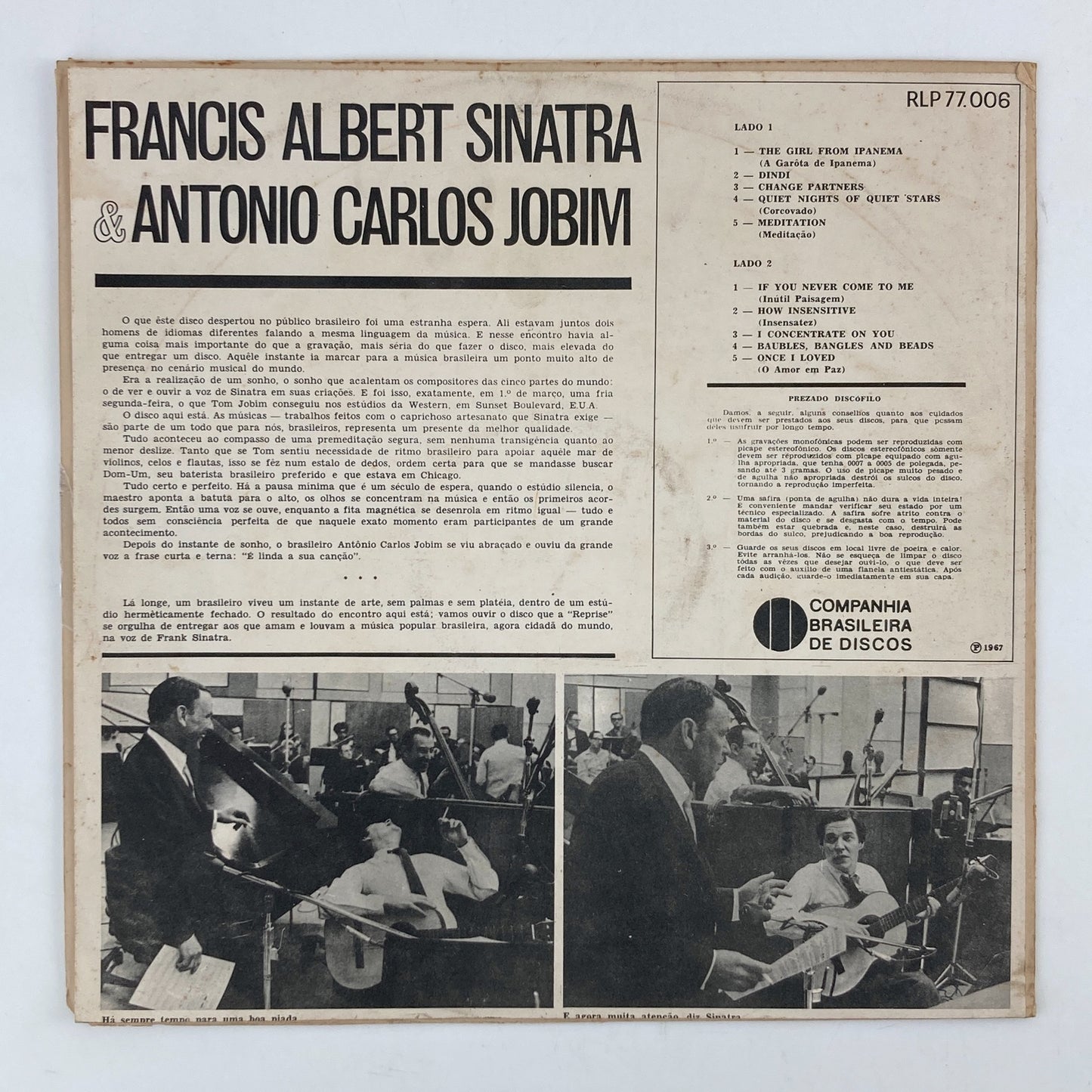 LP/ FRANK SINATRA & ANTONIO CARLOS JOBIM / S.T. / フランク・シナトラ / ブラジル盤 オリジナル サンドカバー REPRISE RLP77.006