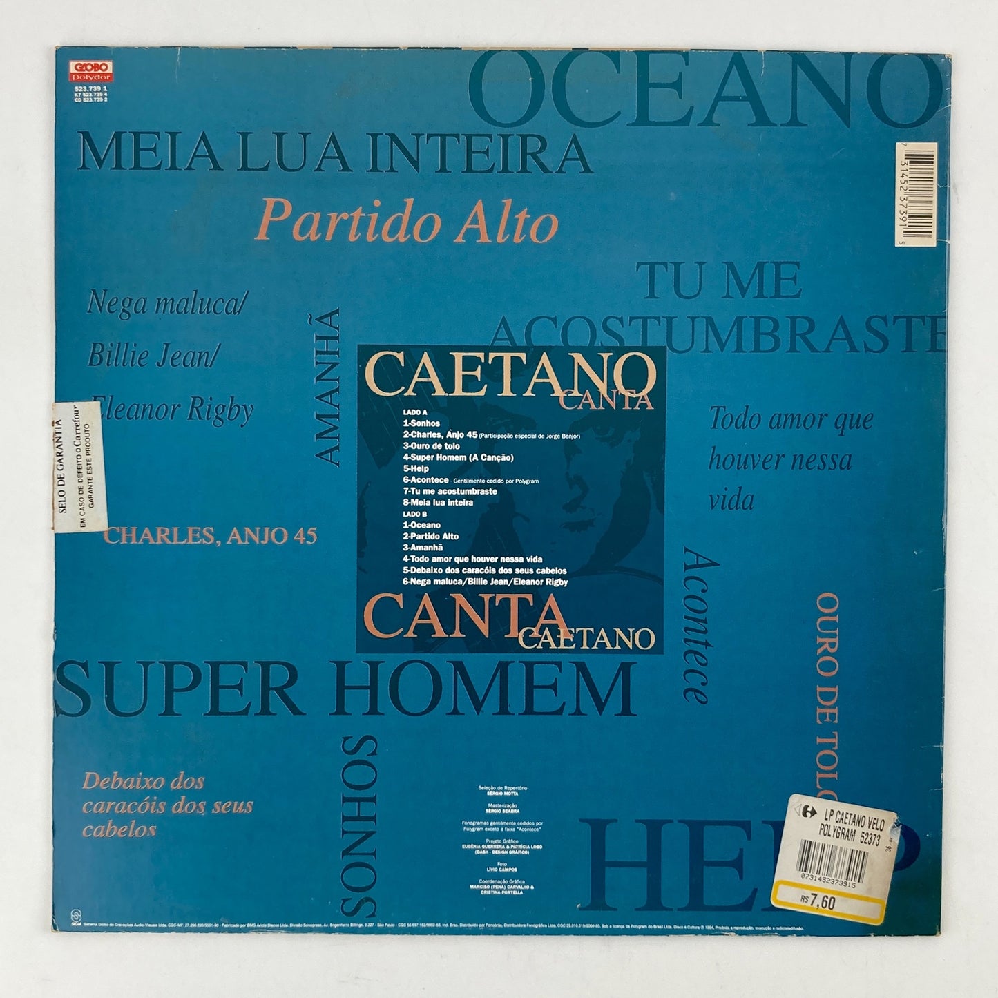 LP/ CAETANO VELOSO / CAETANO CANTA / カエターノ・ヴェローゾ / ブラジル盤 GLOBO POLYDOR 523.7391