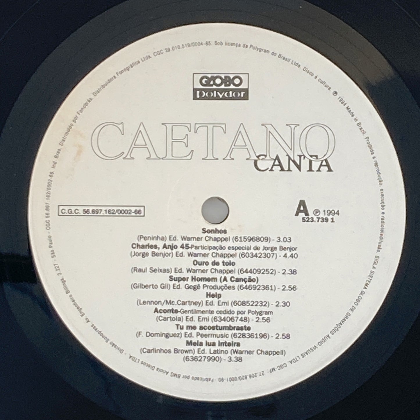 LP/ CAETANO VELOSO / CAETANO CANTA / カエターノ・ヴェローゾ / ブラジル盤 GLOBO POLYDOR 523.7391