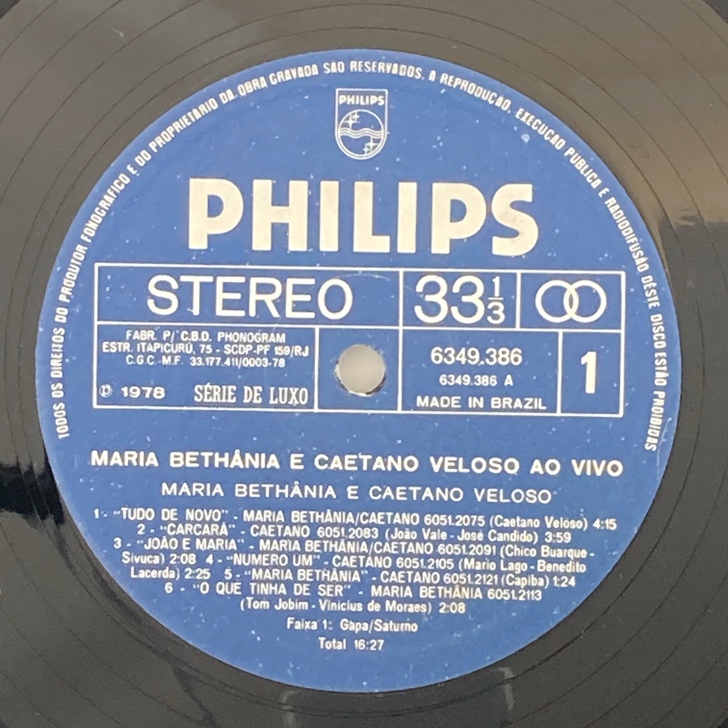 LP/ CAETANO VELOSO , MARIA BETHANIA / AO VIVO / カエターノ・ヴェローゾ / ブラジル盤 オリジナル PHILIPS 6349.386
