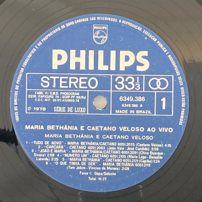 LP/ CAETANO VELOSO , MARIA BETHANIA / AO VIVO / カエターノ・ヴェローゾ / ブラジル盤 オリジナル PHILIPS 6349.386