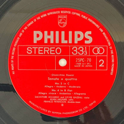 LP/ サルヴァトーレ・アッカルド、シルヴィー・ガゾー / ロッシーニ:弦楽ソナタ / 国内盤 2枚組 帯 PHILIPS 25PC-70~71