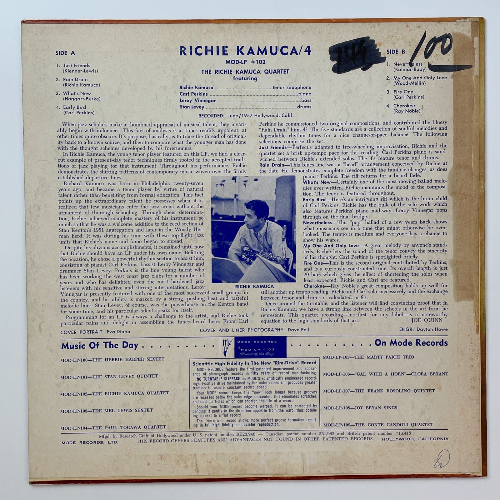 RICHIE KAMUCA - RICHIE KAMUCA QUARTET (LP) | REALLY GOOD