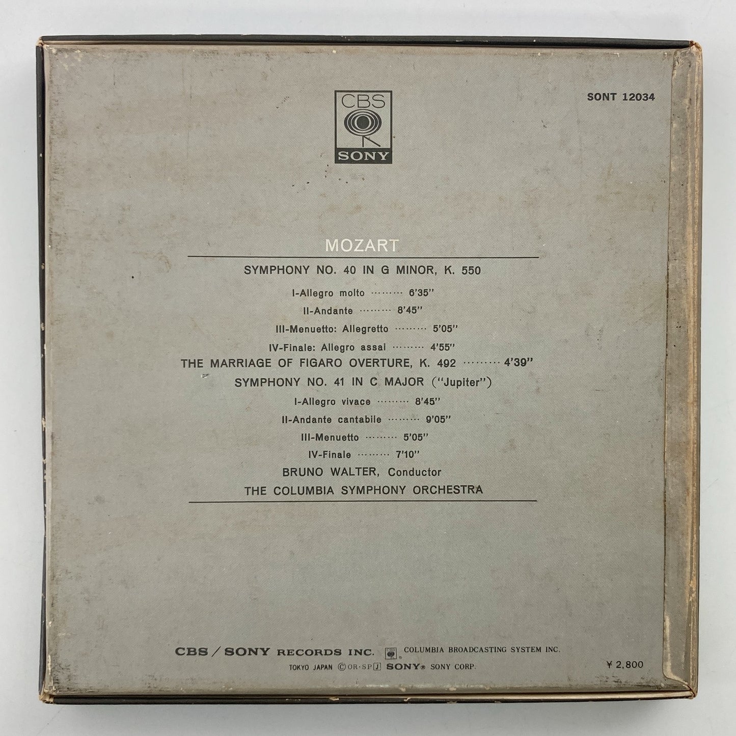 オープンリール/ ブルーノ・ワルター / モーツァルト:交響曲第40番、第41番「ジュピター」 / 7号 国内盤 4トラック 19cm/s