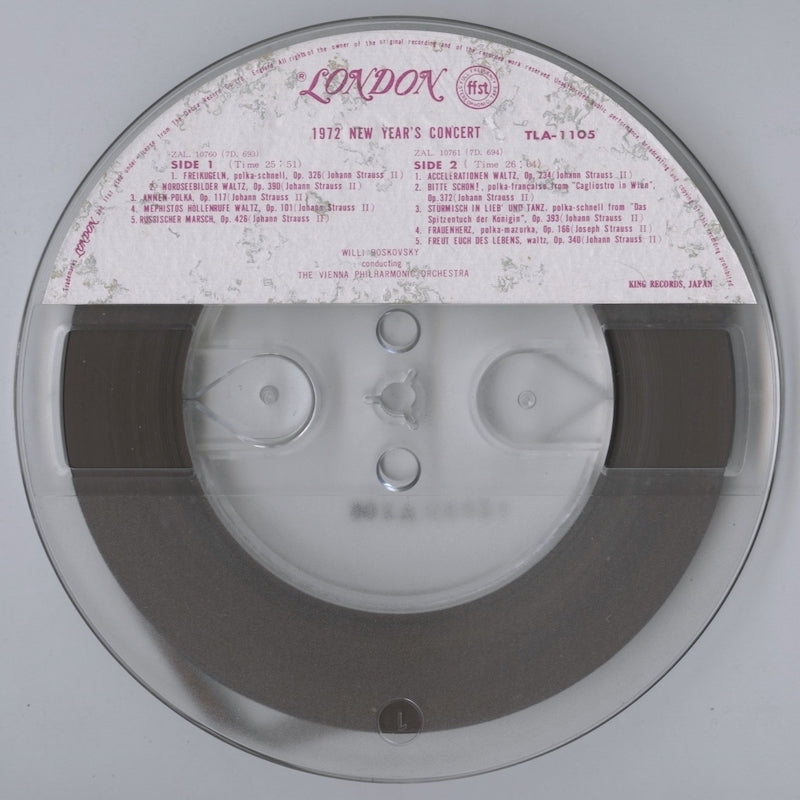 オープンリールテープ / ウィリー・ボスコフスキー / 1972年 ニュー・イヤー・コンサート 7号 19cm/s (7 1/2IPS) 4トラック 日本製 ライナー(シミ多)付 LONDON TLA1105