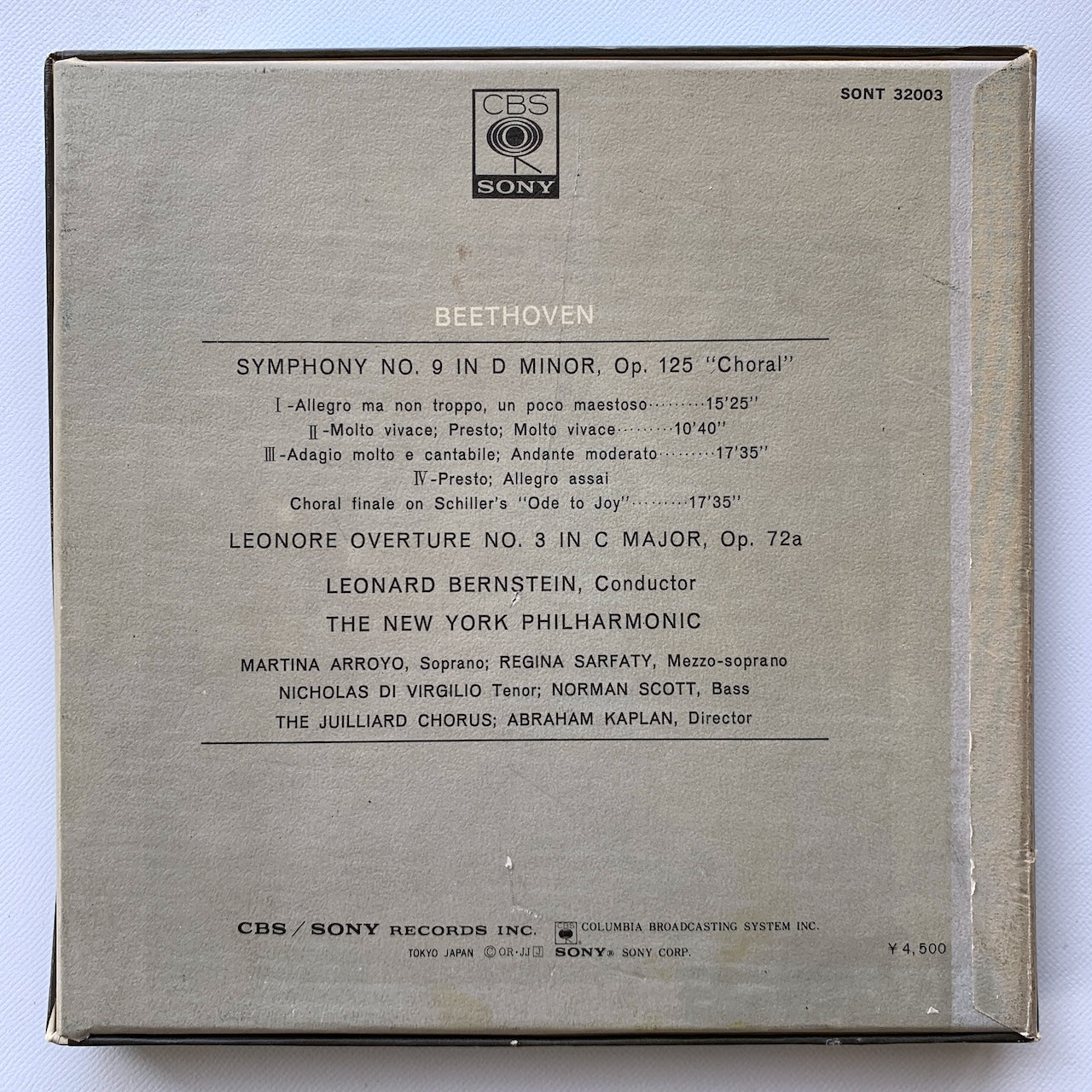 オープンリール/ レナード・バーンスタイン / ベートーヴェン：交響曲第9番「合唱付き」 / 国内盤 7号 4トラック 19cm/s (7 1/2IPS) ライナー CBS SONY SONT-32003