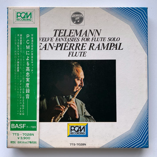 オープンリール/ ランパル / テレマン：無伴奏フルートのための12の幻想曲集 / 国内盤 7号 4トラック 19cm/s (7 1/2IPS) 帯・ライナー COLUMBIA 7TS-7028N
