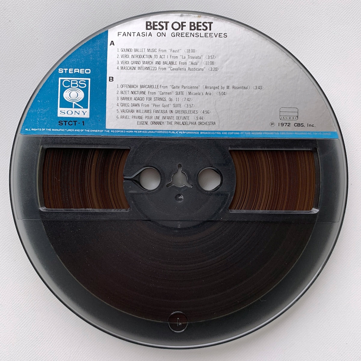 オープンリール/ ユージン・オーマンディ / BEST OF BEST グリーンスリーヴス / 国内盤 7号 4トラック 19cm/s (7 1/2IPS) ライナー CBS SONY STCT-1