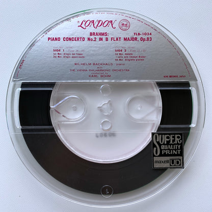 オープンリール/ ウィルヘルム・バックハウス / ブラームス：ピアノ協奏曲第2番 / 国内盤 7号 4トラック 19cm/s (7 1/2IPS) 帯・ライナー LONDON TLB-1034
