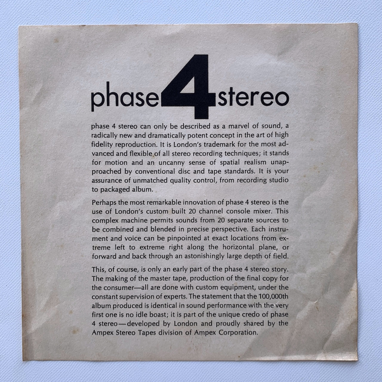 オープンリール/ V.A. / PHASE 4 STEREO POPULAR MUSIC SAMPLER / US盤 7号 4トラック 19cm/s (7 1/2IPS) インサート LONDON LPL66003