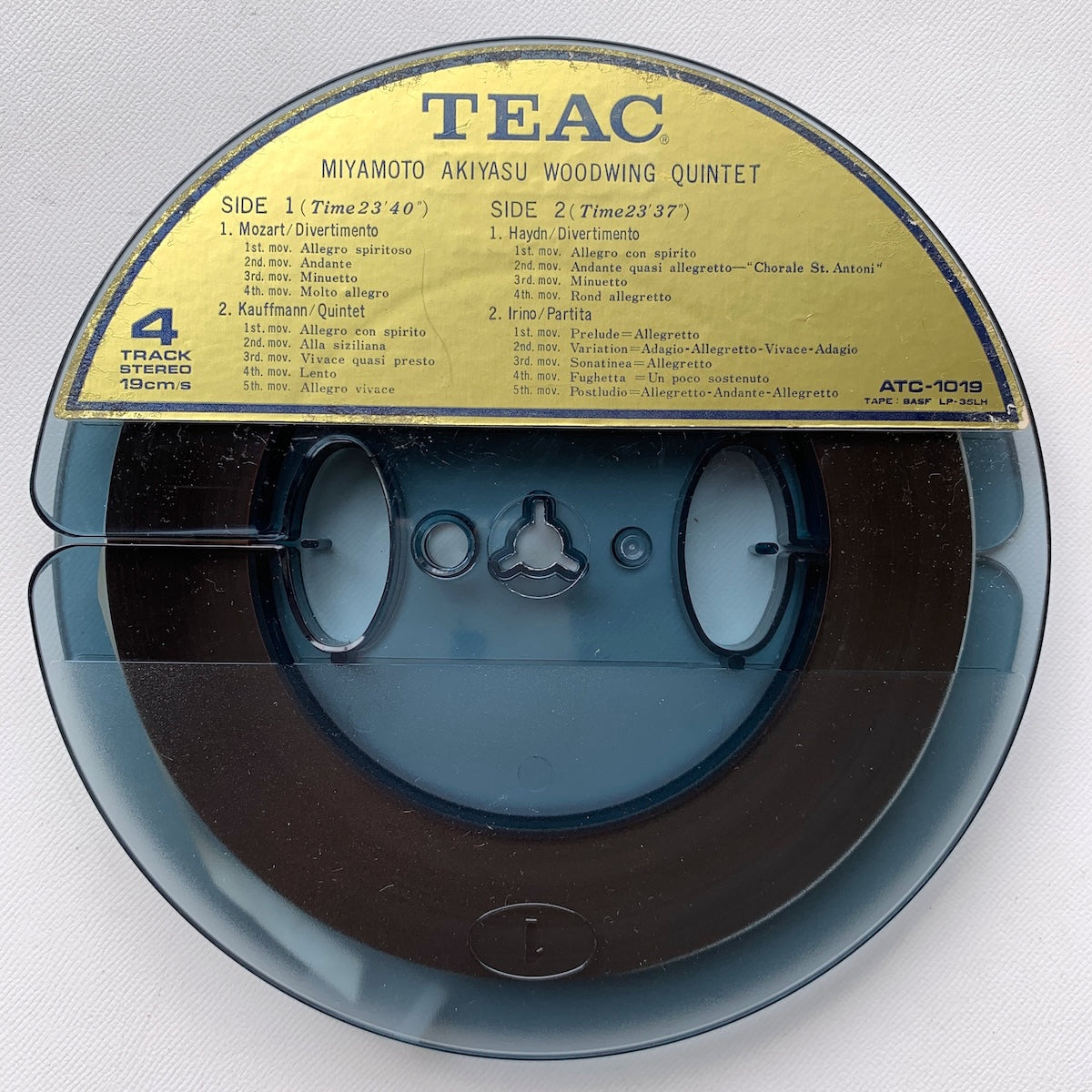 オープンリール/ 宮本明恭木管五重奏団 / モーツァルト：ディヴェルティメント / 国内盤 7号 4トラック 19cm/s (7 1/2IPS) 帯・ライナー TEAC ATC-1019