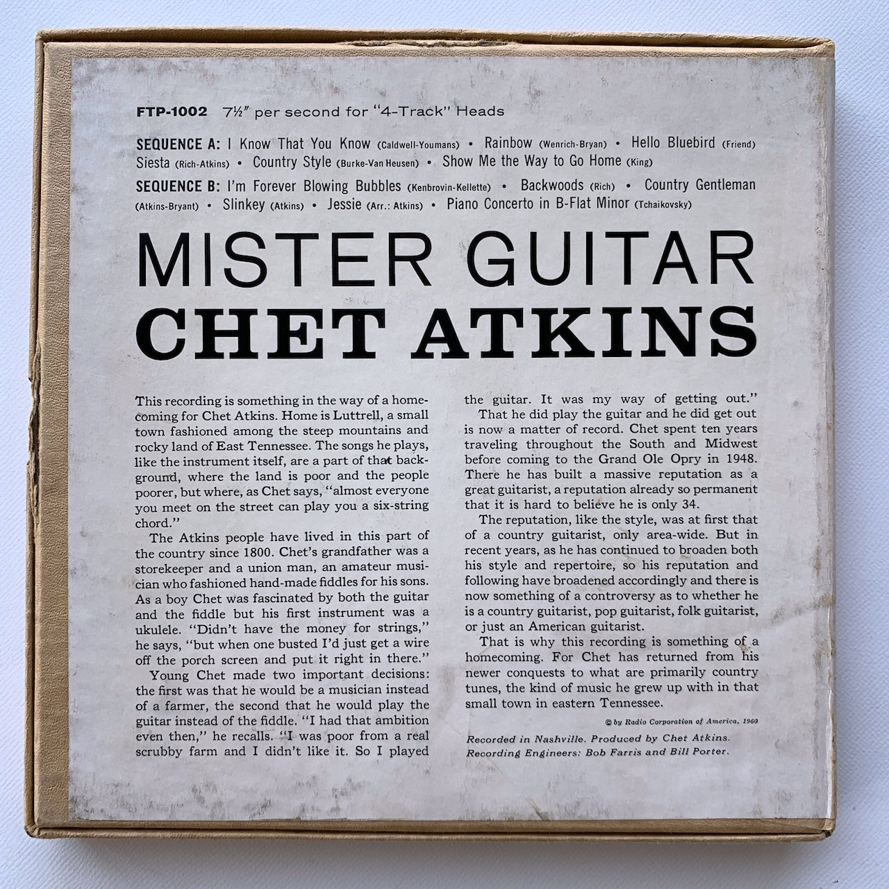 オープンリール/ CHET ATKINS / MISTER GUITAR / US盤 7号 4トラック 19cm/s (7 1/2IPS) RCA VICTOR FTP-1002