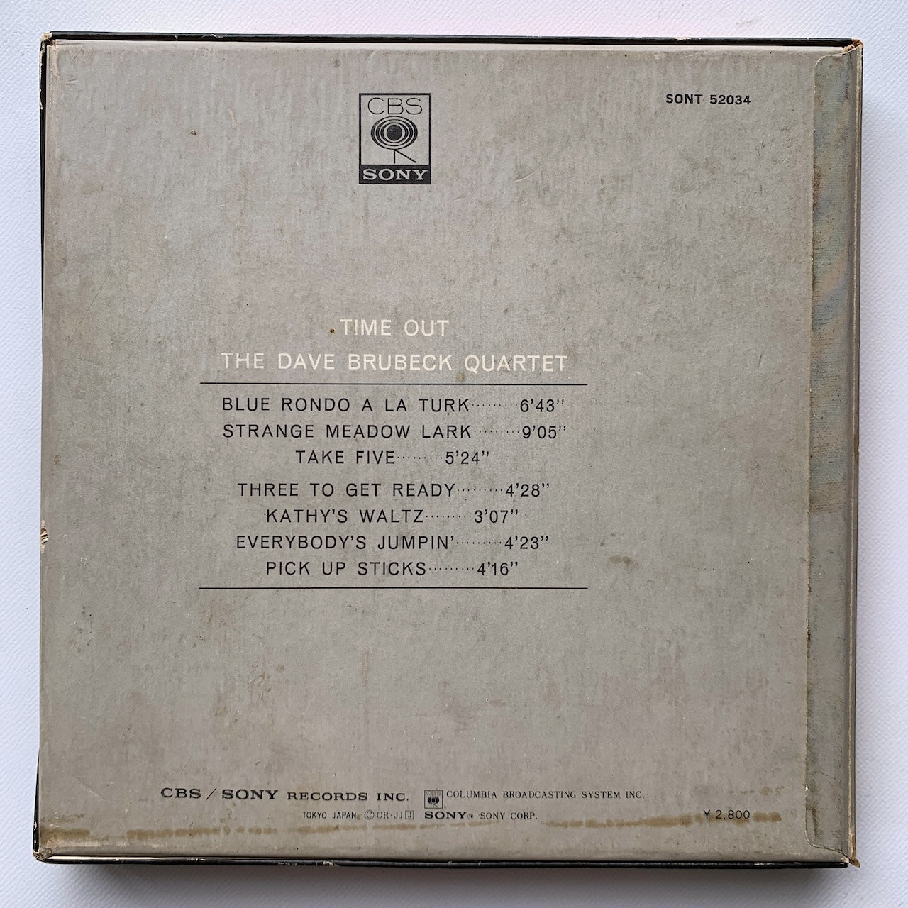 オープンリール/ DAVE BRUBECK / TIME OUT / 国内盤 7号 4トラック 19cm/s (7 1/2IPS) ライナー CBS SONY SONT-52034