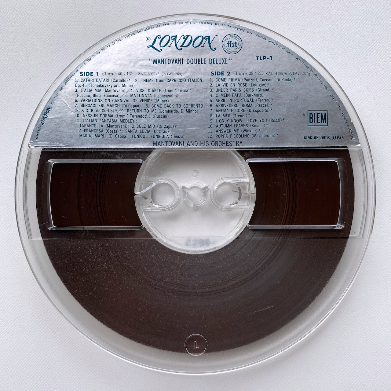 オープンリール/ マントヴァーニ / MANTOVANI DOUBLE DELUXE / 国内盤 7号 4トラック 19cm/s (7 1/2IPS) 帯・ライナー LONDON TLP-1