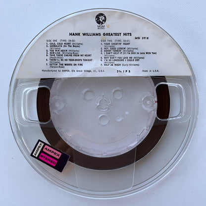 オープンリール/ HANK WILLIAMS / GREATEST HITS / US盤 7号 4トラック 9.5cm/s (3 3/4IPS) AMPEX MGX3918