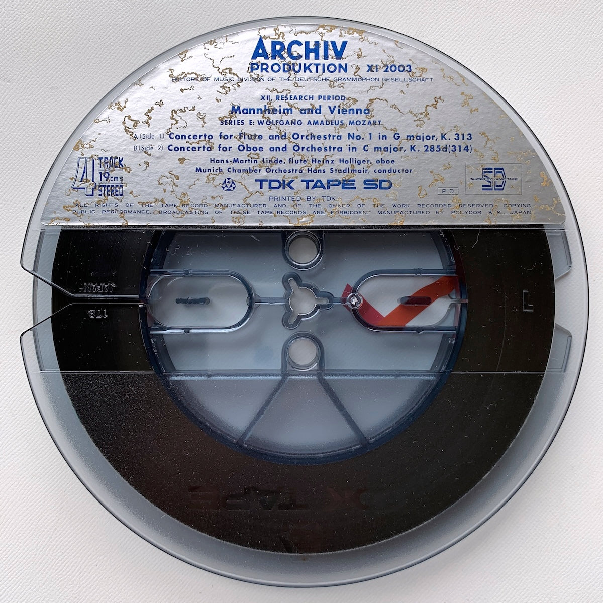 オープンリール/ シュタドゥルマイル / モーツァルト：フルート協奏曲第1番 他 / 国内盤 7号 4トラック 19cm/s (7 1/2IPS) ライナー ARCHIV SD0-1004