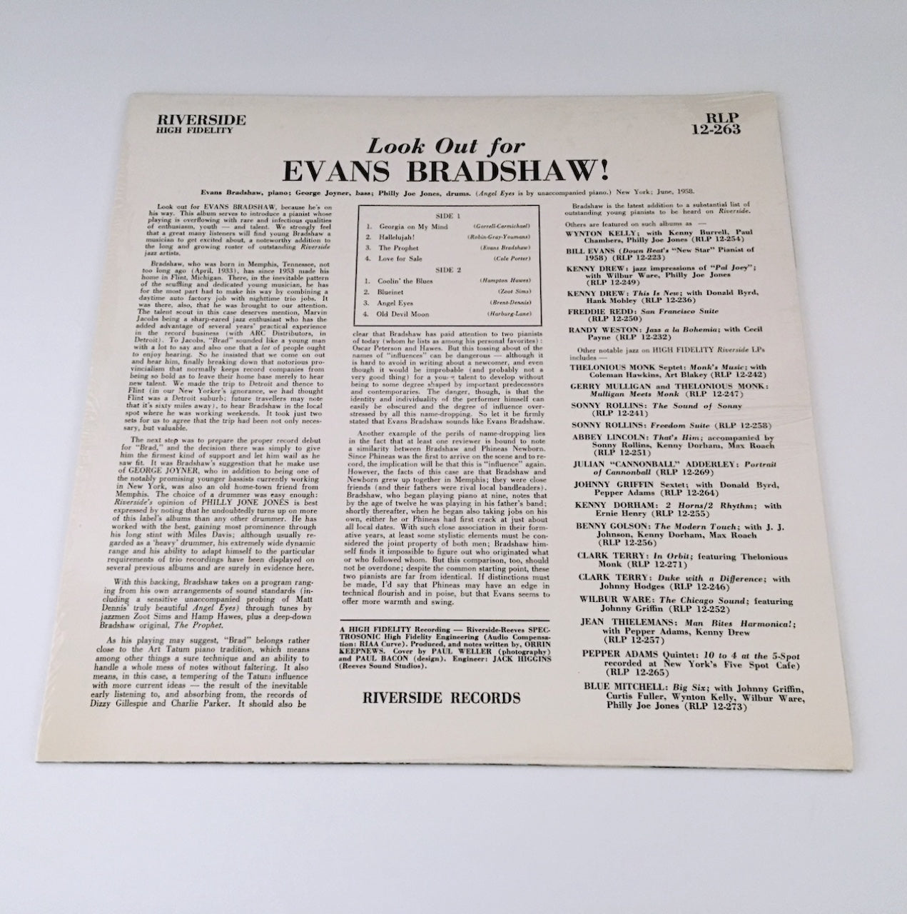 LP/ EVANS BRADSHAW / LOOK OUT FOR EVANS BRADSHAW! / 国内盤 WAVE JAZZ RIVERSIDE RECORDS  WJC-263