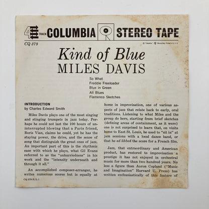 オープンリールテープ/ MILES DAVIS / KIND OF BLUE /  7号 19cm/s (7 1/2IPS) 4トラック US製 ライナー COLUMBIA