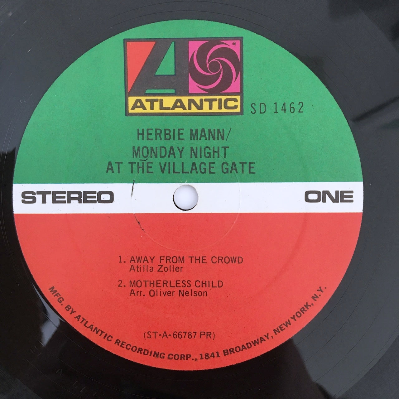 LP/ HERBIE MANN  / MONDAY NIGHT AT THE VILLAGE GATE / US盤 BROADWAY CS(底抜け、書込み)付き ATLANTIC SD1462