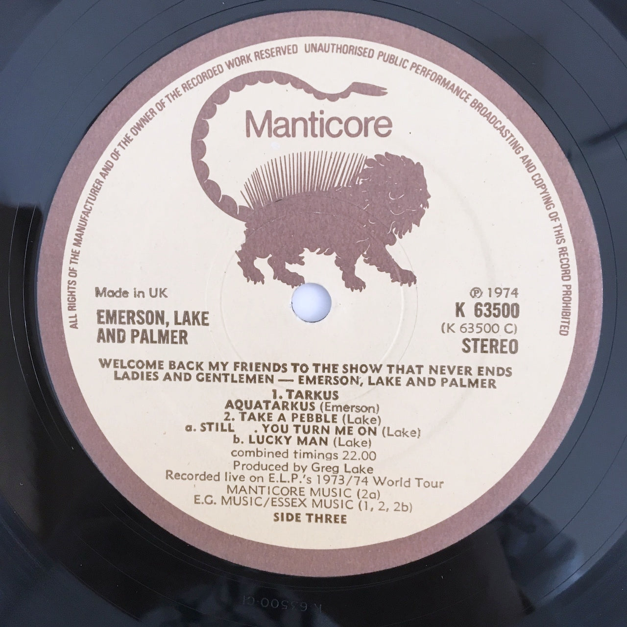 LP/ EMERSON, LAKE & PALMER / WELCOME BACK MY FRIENDS TO THE SHOW THAT NEVER ENDS  / UK盤 MANTICORE K63500