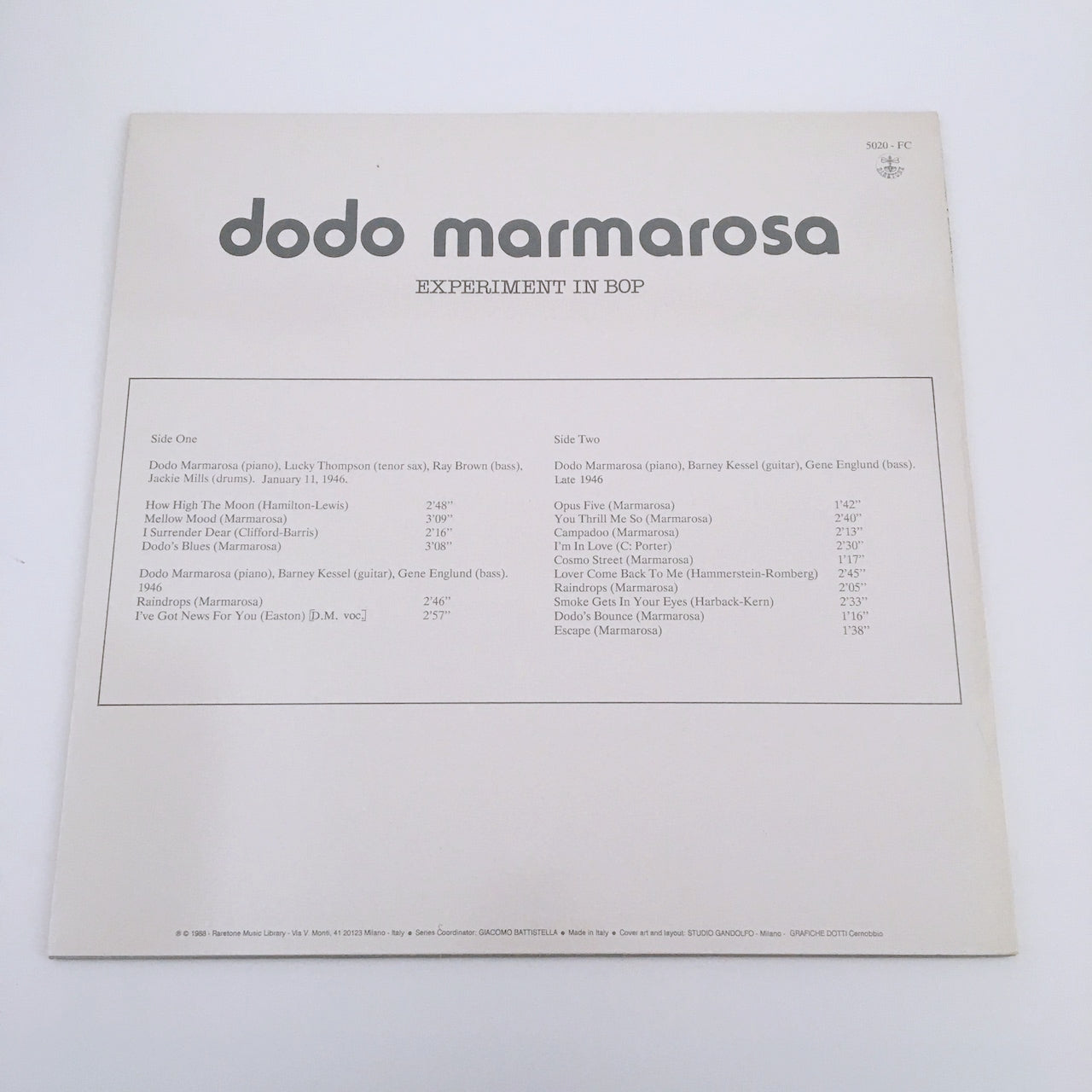 LP/ DODO MARMAROSA / EXPERIMENT IN BOP / イタリア盤 RARETONE 5020FC