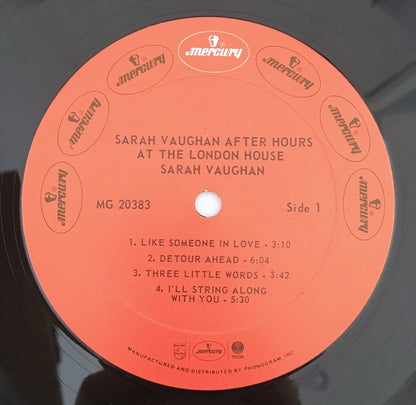 LP/ SARAH VAUGHAN / AFTER HOURS AT THE LONDON HOUSE / US盤 直輸入 ライナー 赤ラベル MERCURY MG-20383