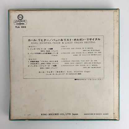 オープンリールテープ  カール・リヒター / バッハ＆リスト・オルガン・リサイタル 7号 19cm/s (7 1/2IPS) 4トラック 日本製 ライナー(折れ、シミ)付のコピー