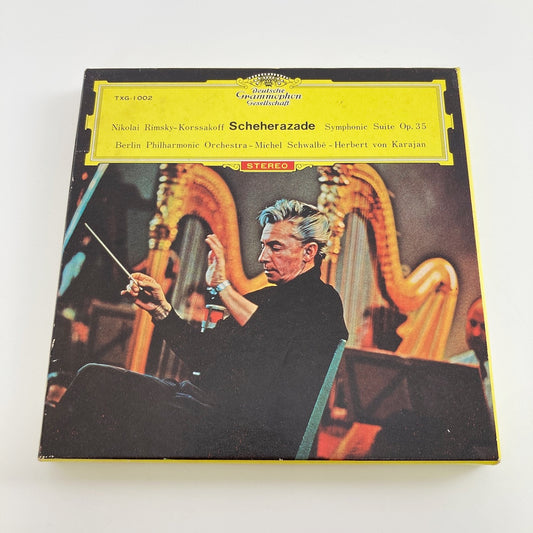 オープンリールテープ/ ヘルベルト・フォン・カラヤン / リムスキー=コルサコフ:シェエラザード / 日本盤 ライナー(シミ) 7号 19cm/s (7 1/2IPS) 4トラック DGG