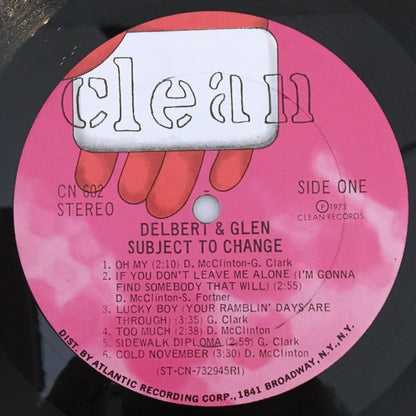LP/ DELBERT & GLEN / SUBJECT TO CHANGE / US盤 オリジナル CLEAN CN602