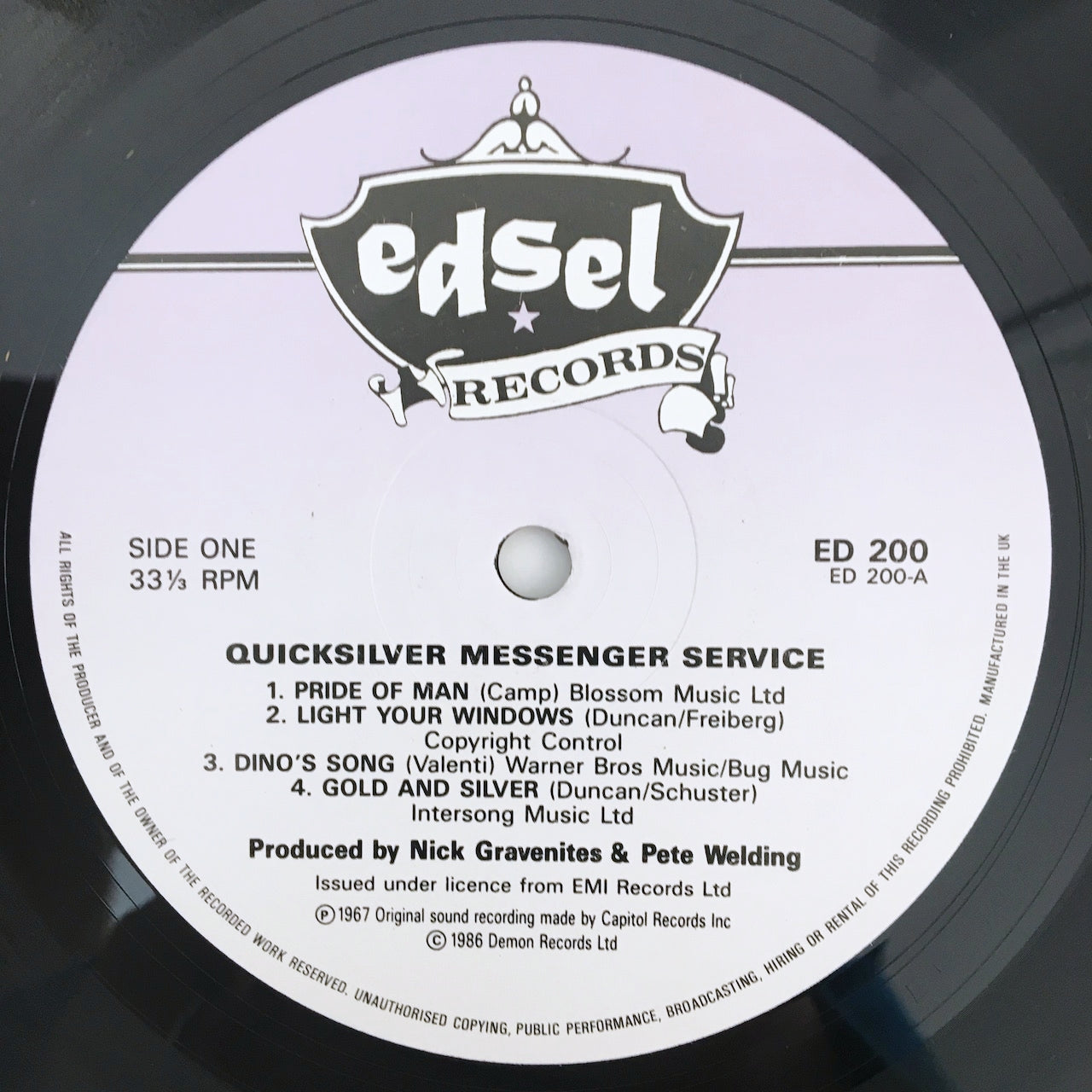 LP/ QUICKSILVER MESSENGER SERVICE / QUICKSILVER MESSENGER SERVICE / UK盤 86年リイシュー EDSEL RECORDS ED200