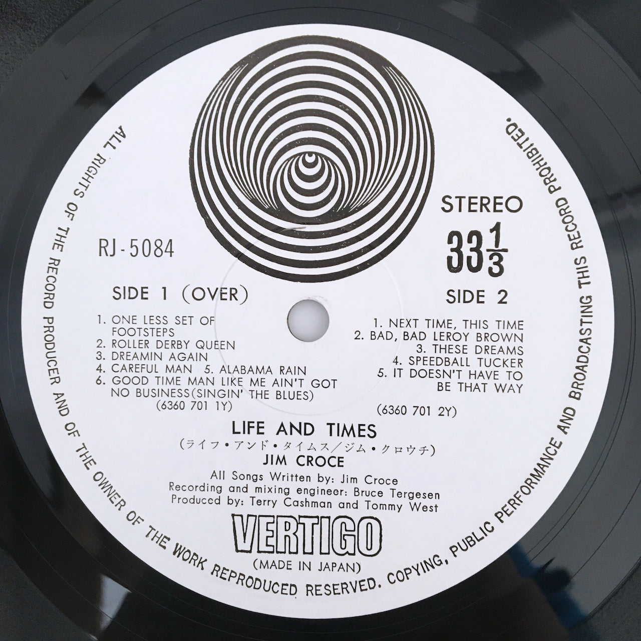 LP/ JIM CROCE / LIFE AND TIMES / 国内盤 ライナー  VERTIGO RJ-5084