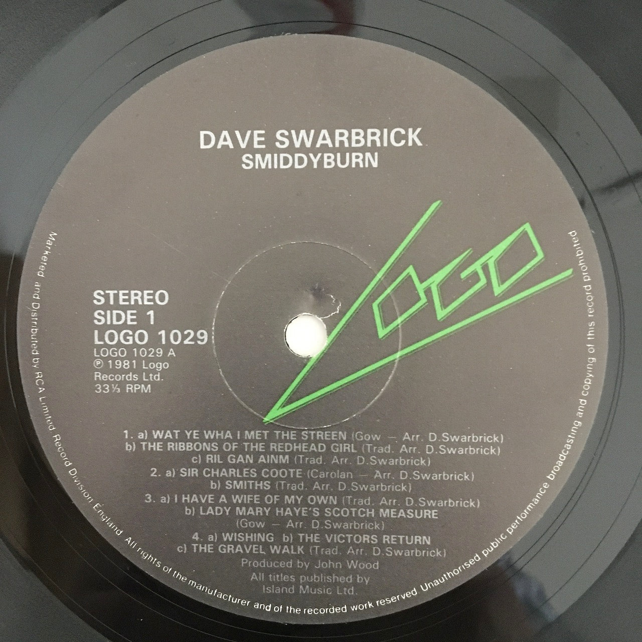 LP/ DAVID SWARDRICK / SMIDDYBURN / UK盤 オリジナル　LOGO1029