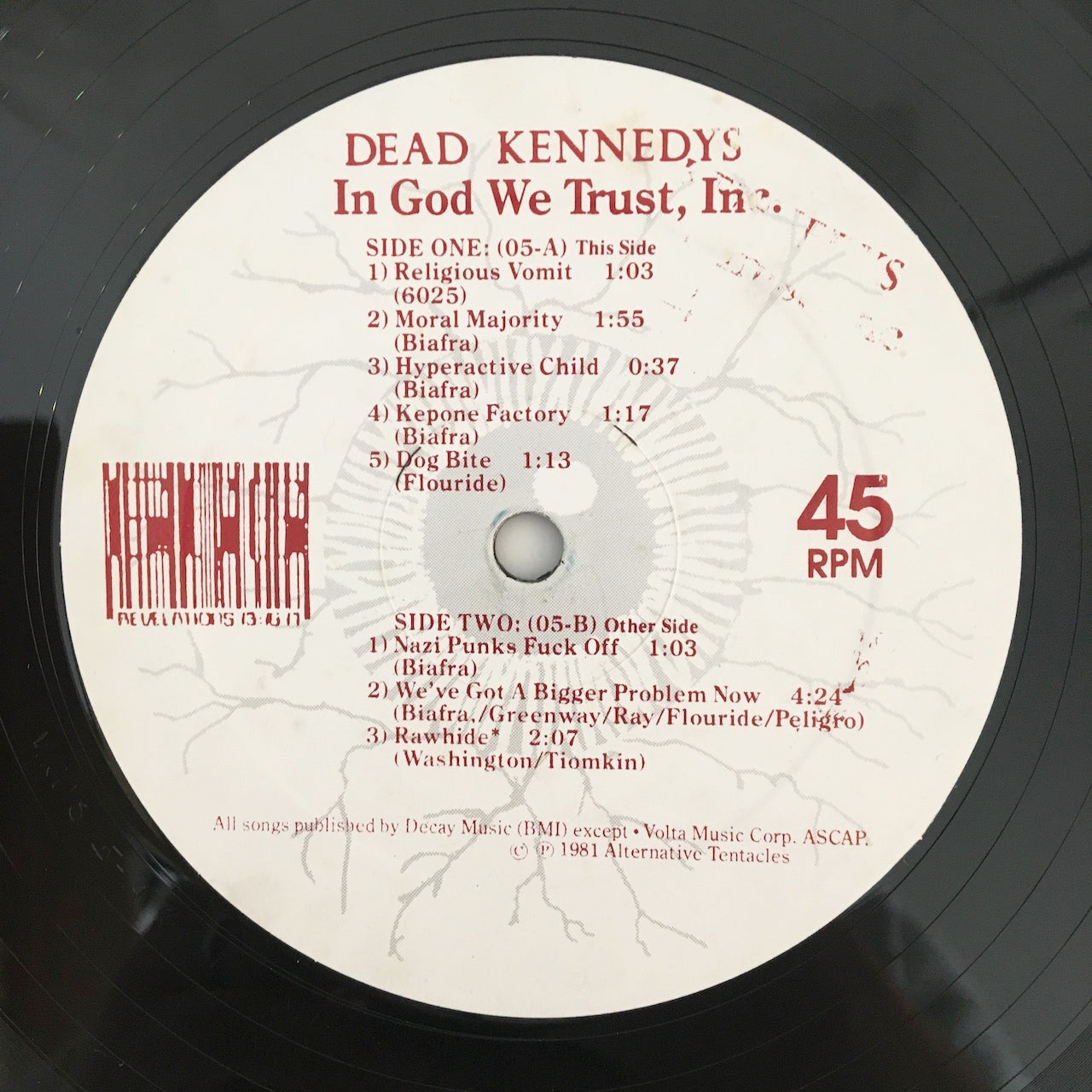 LP/ DEAD KENNEDYS / IN GOD WE TRUST INC. / US盤 リイシュー 45回転 TENTACLES VIRUS-5