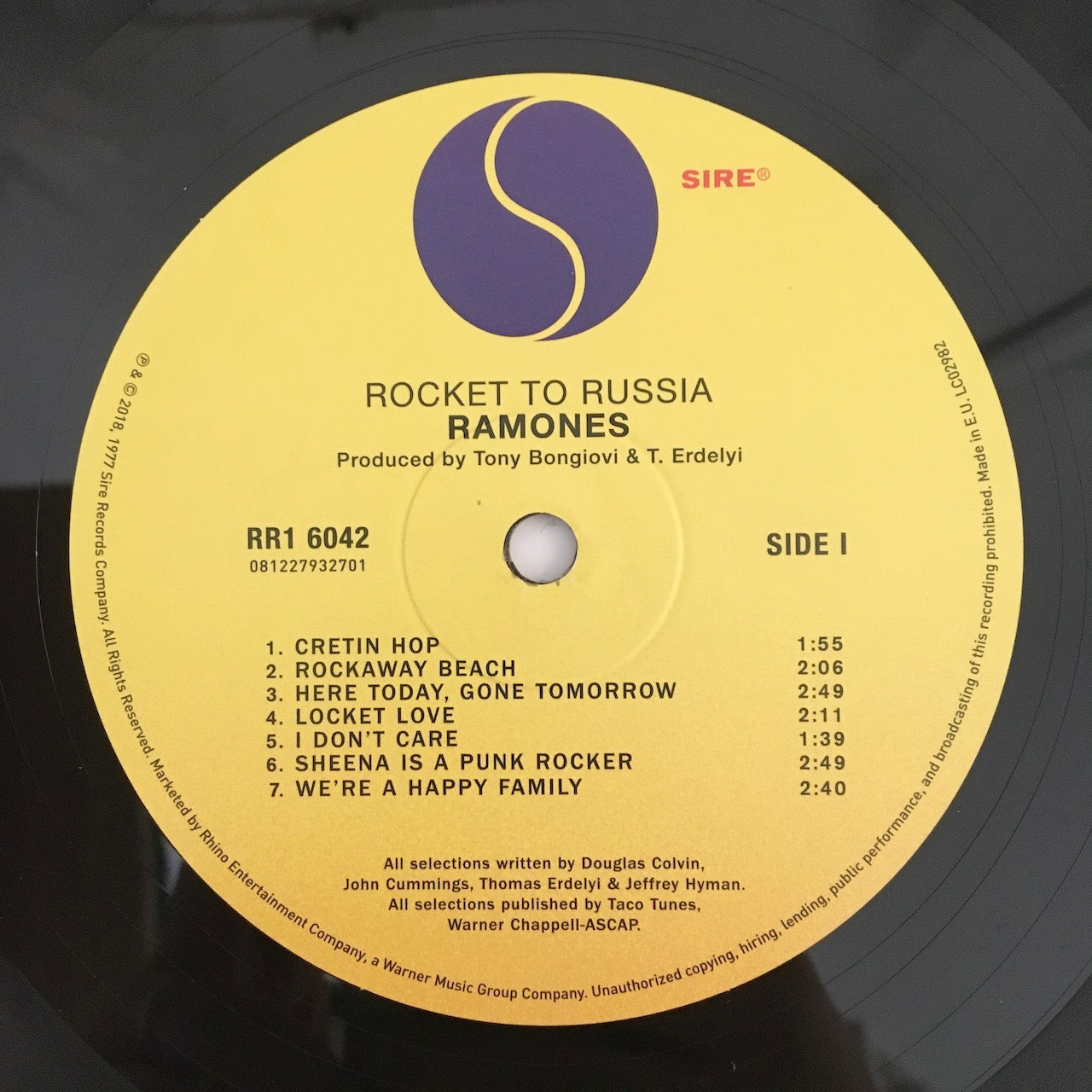 LP/ RAMONES / ROCKET TO RUSSIA / EU盤 2018年リイシュー インナー付 SIRE 81227932701