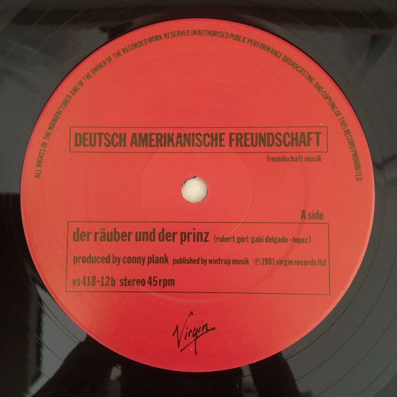 LP/ DEUTSCH AMERIKANISCHE FREUNDSCHAFT / DER MUSSOLINI / UK盤 オリジナル 45回転 VIRGIN VS418-12B