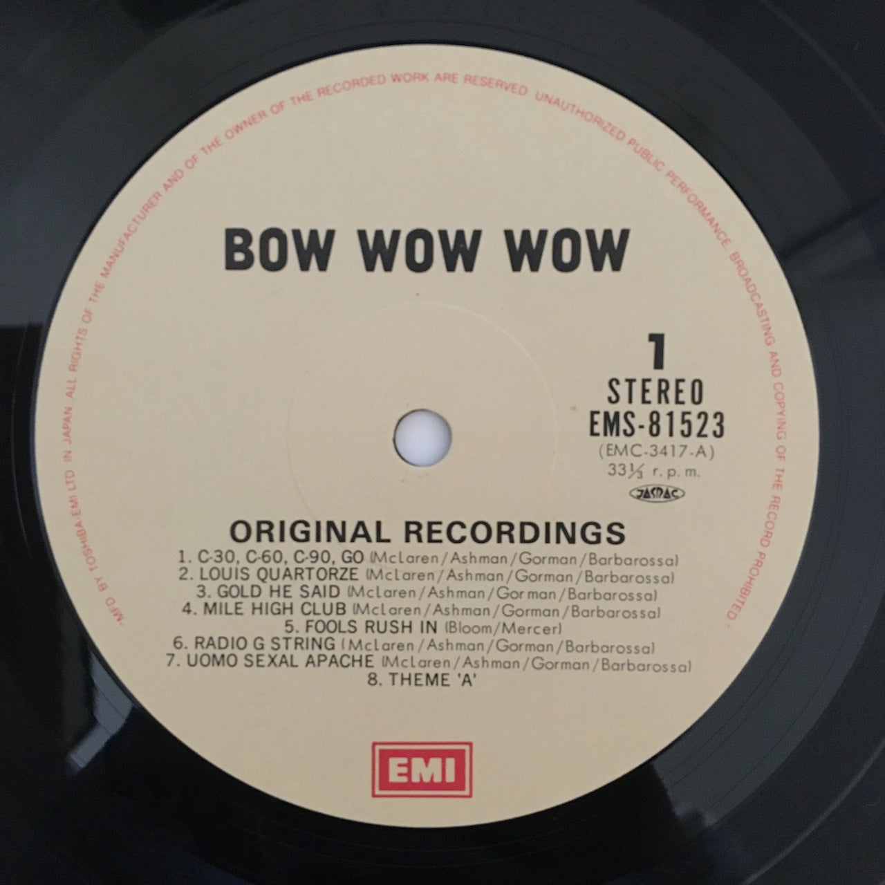 LP/ BOW WOW WOW / ORIGINAL RECORDINGS / 国内盤  ライナー(日焼け) EMI EMS-81523