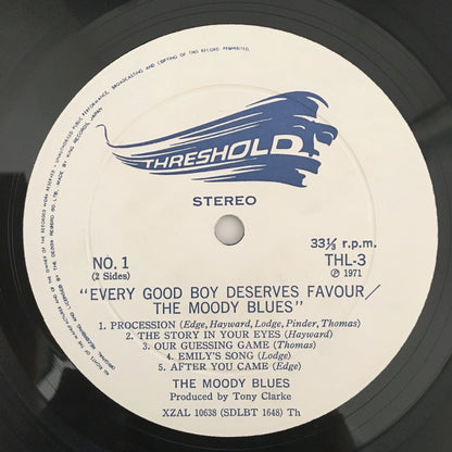 LP/ THE MOODY BLUES / EVERY GOOD BOY DESERVES FAVOUR / 国内盤 帯(うすシミ)・ライナー(日付の書込)  THRESHOLD THL3