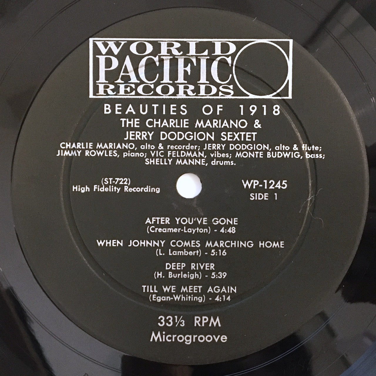 LP/ CHARLIE MARIANO & JERRY DODGIAN SEXTET / BEAUTIES OF 1918 / US盤 USオリジナル WORLD PACIFIC WP1245