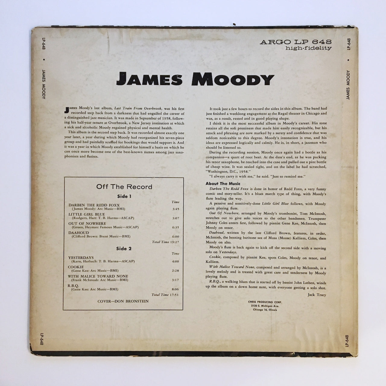 LP/ JAMES MOODY / JAMES MOODY / US盤 USオリジナル 灰ラベル DG  ARGO LP-648