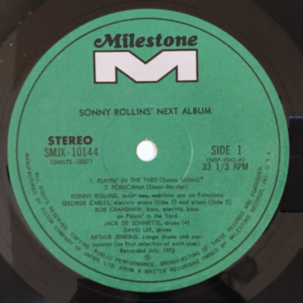 LP/ SONNY ROLLINS / NEXT ALBUM / 国内盤 ライナー付き ロリンズのメッセージソノ・シート付き！ MILESTONE SMJX-10144